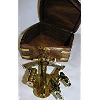 Maritimer Sextante de latón en messingbeschlagener Caja de madera Nostalgie decorativa
